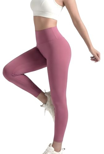 HYCOPROT Hög Midja Magkontroll Dam Yogabyxor Träningstights | Silkeslen, Ogenomskinlig, Stretchig, 4-Vägsstretch, Fukttransporterande, Creamlush Serie, Sportbyxor, för Löpning Fitness Gym
