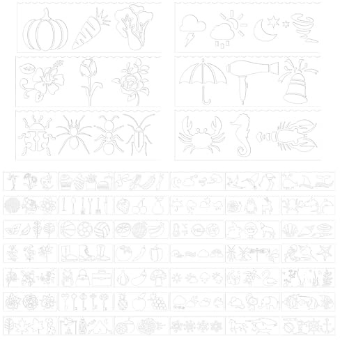 TONGIHS 48 Stück DIY drawing templates, Malerei Vorlagen, DIY-Zeichenvorlage für Tagebuch, für Stoffverzierungen, Türschmuck, bemalte Kunstwerke, Wandkunst, Grußkartengestaltung