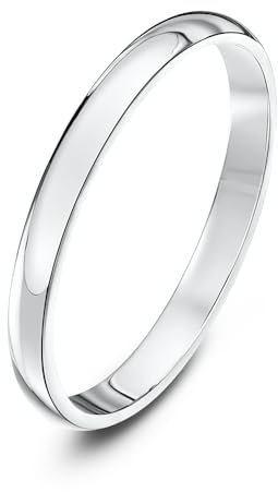 Theia Unisex Ehering Platin, Sehr massive D-Form, poliert, 2mm - Größe 53 (16.9)