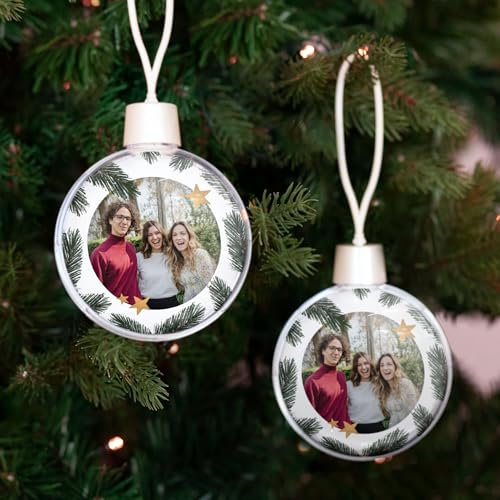 Weihnachtskugeln personalisiert mit Foto - Weihnachtskugeln personalisiert mit doppelseitig bedrucktem Foto, transparent und aus Kunststoff (2 Stück)