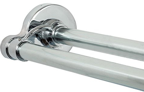 Zenna Home NeverRust, Aluminium, Chrom Verstellbare Spannung, rostfrei, doppelte Duschstange, 44-72