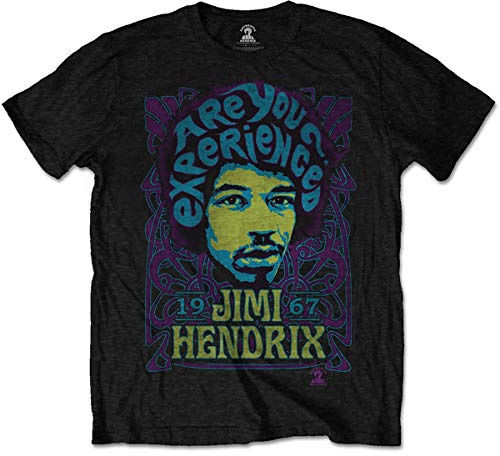 Rockoff Trade Men's Jimi Hendrix Experienced T - Shirt, Black (Black Black), Medium