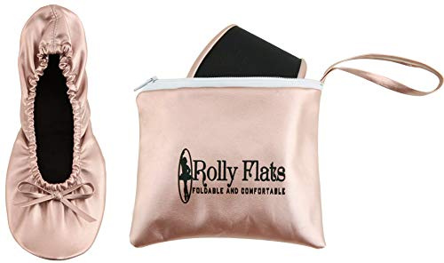 Ballerine da donna pieghevoli, portatili, per viaggi, matrimoni, da portare in borsa, Oro rosato, Medium