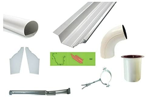 T.E.G. METALLI S.R.L. Kit Grondaia K10 SV 420 in Lamiera o Alluminio Vari Colori e Lunghezze + Accessori di Montaggio (Kit 6 Metri, Lamiera/Bianco Grigio)