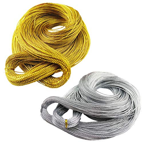 2 Bundles di Filo di Rame Rotolo di Filo per Gioielli Perline Filo Seta per Gioielli Fai da Te (Oro + Argento)