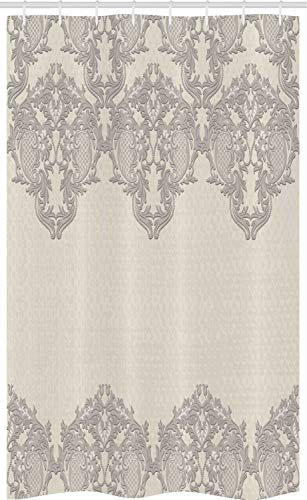 ABAKUHAUS Taupe Rideau de Douche Stalle, Rétro délicat Dentelle comme, Ensemble de Salle de Bain en Tissu en Crochets, 120 x 180 cm, Taupe