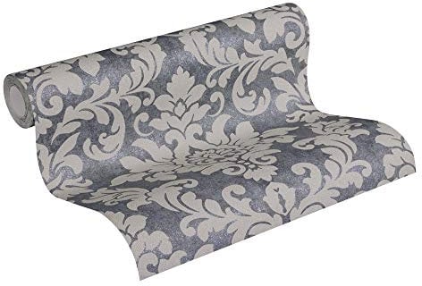 Livingwalls Papier Peint Intissé Trendwall Baroque à Effet Pailleté - Beige Gris Métallisé - 10,05 m x 0,53 m - 372701 37270-1