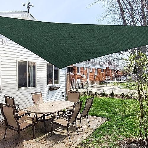 Windscreen4less 7' x 7' x 7' Sun Shade Sail Triangle Outdoor Canopy Cover UV Block for Backyard Porch Pergola Deck Garden Patio (Green)
