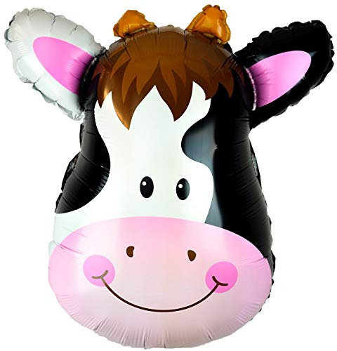 Happium 24'' Dschungelsafari, Bauernhoftier-Folienballontiere, Luftballons Tiere Kindergeburtstag, perfekt für Kindergeburtstagsparty-Dekoration (Kuh)