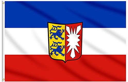 Lixure Schleswig-Holstein Flagge, 150x240cm Schleswig-Holstein Fahne -Polyester, Digitaldruck, lebendige Farbe, lichtbeständig, doppelt genäht, mit Messingösen für Garten Innen- Außenbereich
