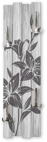 Kreative Feder Blüten Shabby chic Holz-Garderobe Wandgarderobe Flurgarderobe ca. 100x30cm aus MDF (Blüten)
