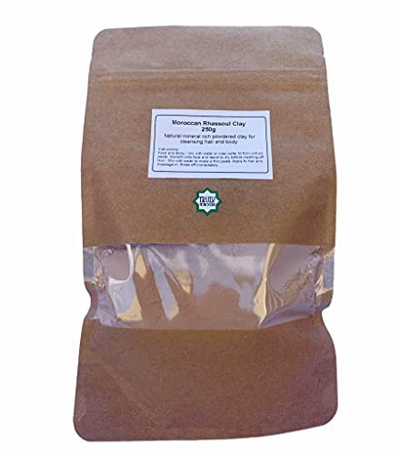 Echte marokkanische Rhassoul-Tonerde, Haar- und Gesichtsmaske zur porentiefen Reinigung, 250 g, ultrareines marokkanisches Ghassoul