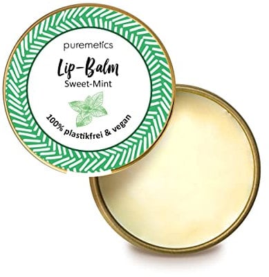 puremetics Zero Waste Lip Balm “Sweet Mint“ (10g) | 100% vegan & plastikfrei | Lippenpflege | ohne Plastik | wiederverwendbarer Weißblech-Tiegel