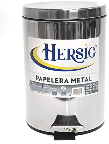 HERSIG - Papelera con Pedal Metalica | Cubo de Basura con Pedal y Tapa - 9 L