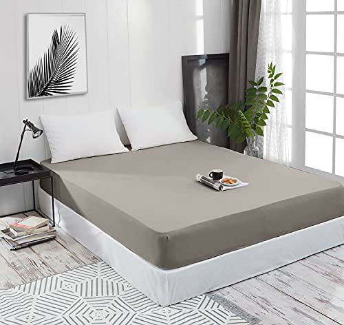 Spannbettlaken Jersey Spannbetttuch 100% Baumwolle Bettlaken Spannbettuch Laken 28 Farben, Größe:200 x 200 cm, Farbe:Grau