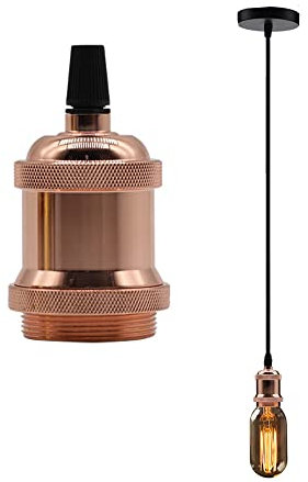 Chrasy E27 Metall Pendelleuchte Retro Hängelampe E27 Lampenfassung Kupfer Edison Lampenfassung Pendelleuchte Kit mit 150 CM Nylon Kabel