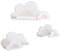 MOLILAND 3er Set Wandregal Kinderzimmer Weiß | Babyzimmer Wolkenregal für Bücher, Spielzeug, Dekoration | Regal Wolke aus Holz | Wolke Wandregal Moli mit zusätzlichen Wolken - Premium