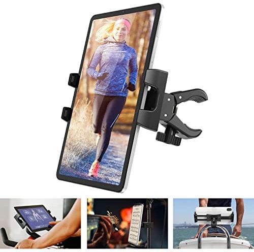 Tendak Cyclette Spin Bike Supporto per Tablet - Regolabile 360° Tapis Roulant Ginnastica Manubrio Musica Microfono Stand Supporto Titolare per iPad Pro iPad Mini Air, 4.7-12.9 Tablet Cellulari