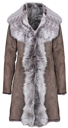 Damen Echt Toscana Schaffell Leder Wildleder Jacke Trenchcoat