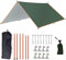 Teenza Tarp 3 x 4m Wasserdicht, Ultraleicht Zeltplane Mit Stützstangen, Ösen, Aluminiumstiften, Nylonseil, UV und Regenbeständig, Geeignet für Zelte, Hängematten, Höfe, Strandsonnenschutz (dunkelgrün)