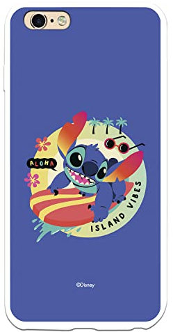 iPhone 6 Plus Case - 6S Plus Official Lilo & Stitch Stitch Background Transparent Blue to Protect Your Mobile Phone Case Flexible Silicone iPhone with Official Licensed Disney