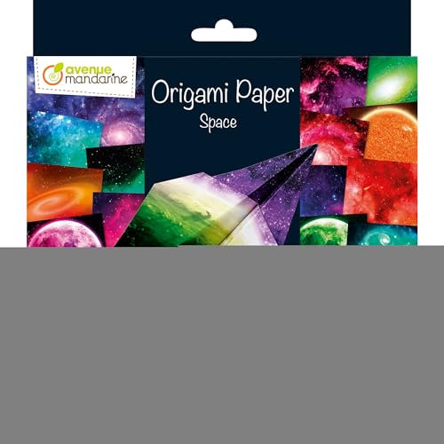 Avenue Mandarine OR519C - Packung mit 60 Blatt Origami Papier 20x20cm, 70g, mit 1 Stickerbogen Augen, 1 Stück, Weltraum