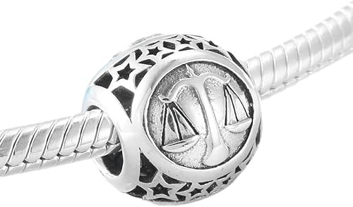 Sternzeichen Waage Horoskop Sternzeichen Charm 925 Silber - Les Folies für Pandora, Sterling-Silber, Zirkonia