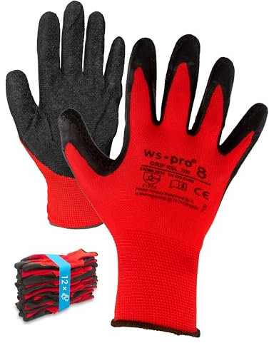Trevendo Arbeitshandschuhe - WS-Pro Grip RSL - EN 388 - Montagehandschuhe mit Latexbeschichtung, atmungsaktiv & griffig - ideal für Bau, Garten, Logistik - Mehrfachpack - Größe 9, 48 Paar