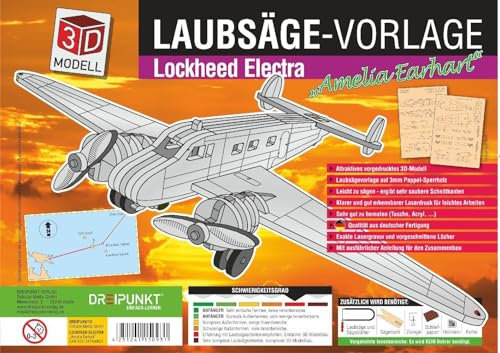 Laubsägevorlage Lockheed Electra: Laubsägevorlage für eine zweimotorige Lockheed Electra Amelia Earhart aus hochwertigem 3mm Pappelsperrholz.
