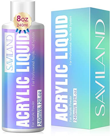 Saviland 240ml Monomer for Acrylic Nails – Professional Acrylic Liquid for Acrylic Powder MMA-Free for Nail Extension & Nail Carving, Acrylic Monomer Liquid for Acrylic Nails Application Non-Yellowing