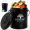 Perfnique Bac à Compost de Cuisine de 5 litres avec Couvercle, Seau à Compost d'intérieur avec Doublure intérieure et Filtre à Charbon, Petit bac à Compost (Noir avec Sacs)