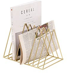 WEMUBSU Dreieck Aktenordner Racks Magazinhalter, 9 Slot Datei Organizer für Schreibtisch, Metall Buchhalter, Postsortierer, Büro Organizer, Zeitungshalter für Büro Home Dekoration, Gold (Gold)