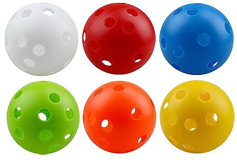 Pozzobon Hart Plastik Floorball & Unihockey Ball, Pickle Ball, 6er Set, Wettkampfball Trainingsball mit 26 Löcher, 72mm Durchmesser, Perfekt für Kinder, Pickleball Anfänger (6 Set Mix Farbe)