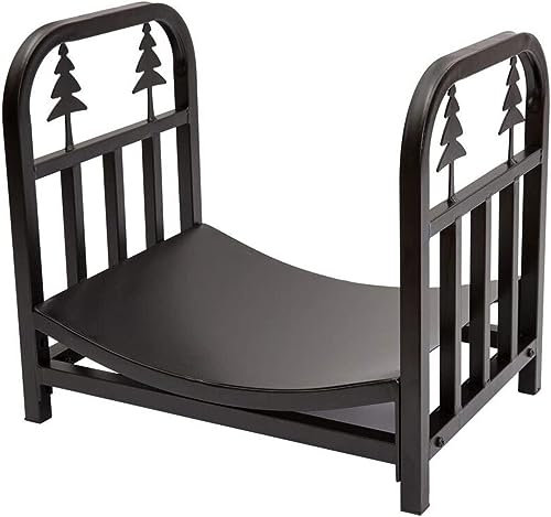 JUGALIADC Kaminholzregal Kaminholzständer, Weihnachtsbaum, Kaminholzhalter, Schwarzes Metall, Holzhalter, Kaminholz Für Den Außenbereich, Robust Außen
