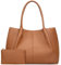 KKXIU Tragetasche für Damen, veganes Leder, Schultertasche, große Kapazität, Reisetasche, Orange / Braun, Large