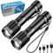 WholeFire 2 Piece Rechargeable LED Torch, Super Bright 20000 Lumen LED Flashlight, Battery Powered Waterproof Flashlight