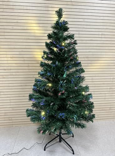 Árbol de Navidad con fibra óptica RGB multicolor árbol con luces LED y juegos de luz (Con fibra óptica RGB + luces LED Flashing, altura 150 cm)