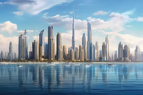 adrium Acryl-Bild 60 x 40 cm: Skyline von Dubai bei Sonnenuntergang, Vereinigte Arabische Emirate. Dubai ist die am schnellsten wachsende Stadt der Welt. (205661893)