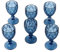 Ensemble de Verres à Vin à Pied Rétro, Bleu Arrondi, 240Ml, avec Ensemble Antique Long, 6 Pièces