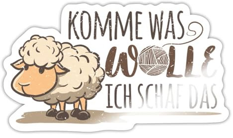 Spreadshirt Komme Was Wolle Ich Schaf Das Lustiger Spruch Sticker Aufkleber, 10 x 10 cm, Weiß glänzend