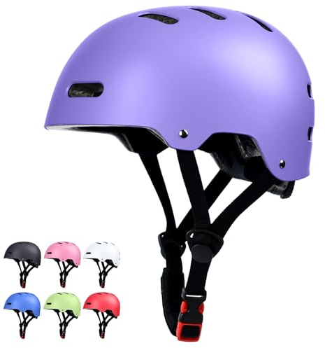 Skateboard Bike Helmet, for Adult Women Men Youth, Purple, Large