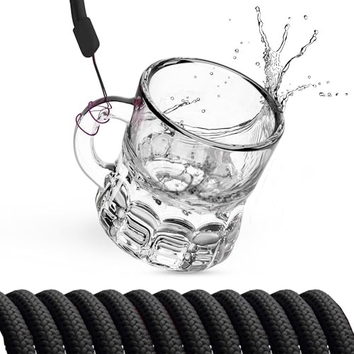 48er-Set Schnapsgläser zum Umhängen mit Henkel, Shotgläser aus Glas für Partys, bunte Likörgläser, Aperitif-Gläser, Dessertgläser, vielseitig einsetzbar (Schwarz)