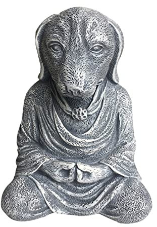 Archivador Cajonera Escritorio Perro Buda meditación perro estatua jardín al libre escultura ornamento jardín decoración meditación perro resina ornamento jardinería meditación (Black, One Size)