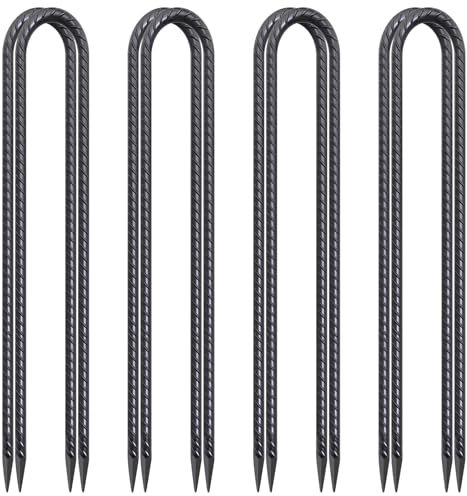 24 Inch Trampoline Stakes 3/8 Inch Dia U-Shaped Ground Anchors 8 Pack