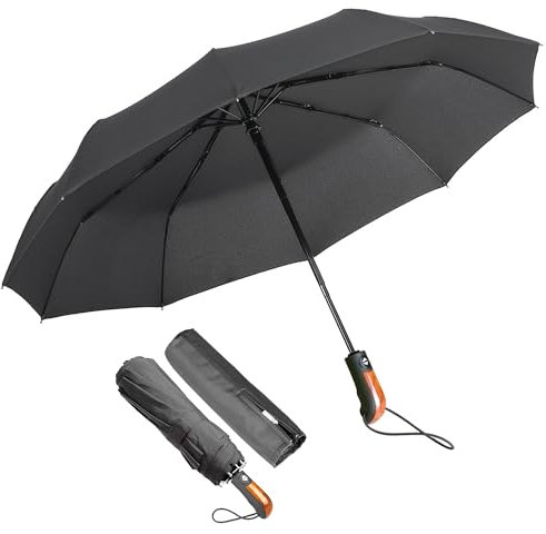 KASTEWILL Parapluie Pliant Compact Automatique Ouverture Pliable et Fermeture Résistant au Vent Solide Parapluie de Voyage Léger pour Homme et Femme - Parapluie pliant durable de qualité Jaune Gris