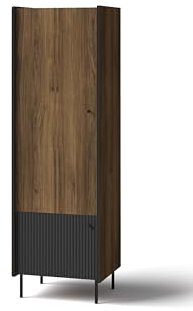 MINIO go for it - Armoire à Portes Battantes 59 cm, Armoire de Rangement Chambre et Bureau, Armoires 2 Portes, Armoires Salon Pereto 2 - Noyer Warmia/San Sebastian/Noir Mat Couleur