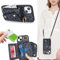 Zouzt for iPhone 15 Case with Card Holder and Strap, Card Slots Zipper Wallet Phone Case PU Leather Crossbody Lanyard Drop Protection Cover for iPhone 15 6.1 inch - Black Leopard