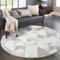 carpet city Teppich Wohnzimmer - Grau - 160 cm Rund - Klassisch Modern - Geometrisches Muster - Teppiche Kurzflor Schlafzimmer, Esszimmer