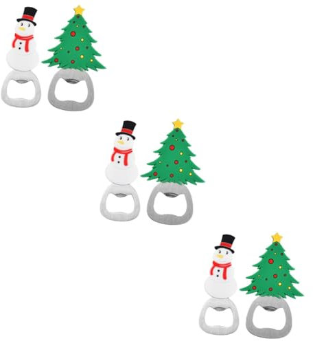 Cabilock 6 Piezas abrebotellas sacacorchos vino abridor cerveza tapa del frasco removedor de tapa de cerveza de mano abridor de botellas de árbol de navidad abridor de botellas en casa