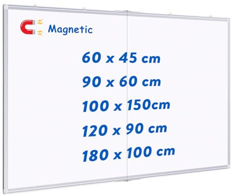 maxtek Whiteboard Magnetisch 150 x 100 cm, Magnettafel Groß mit Aluminiumrahmen und Abnehmbarem Tablett, Trocken Abwischbar Beidseitig Beschreibbar Pinnwand Magnetisch, Geeignet für Büro, Schule, Haus